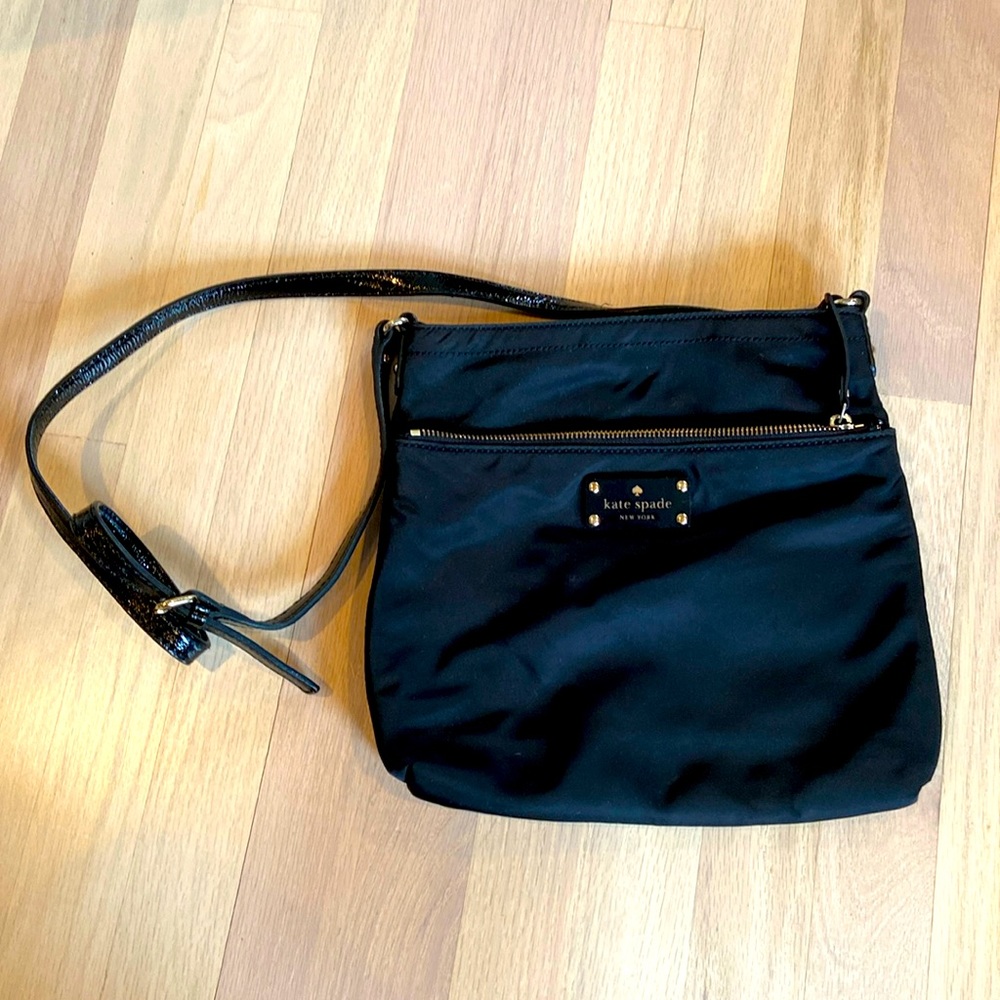 Kate Spade Black Nylon 2 Zip Pocket Crossbody Bag